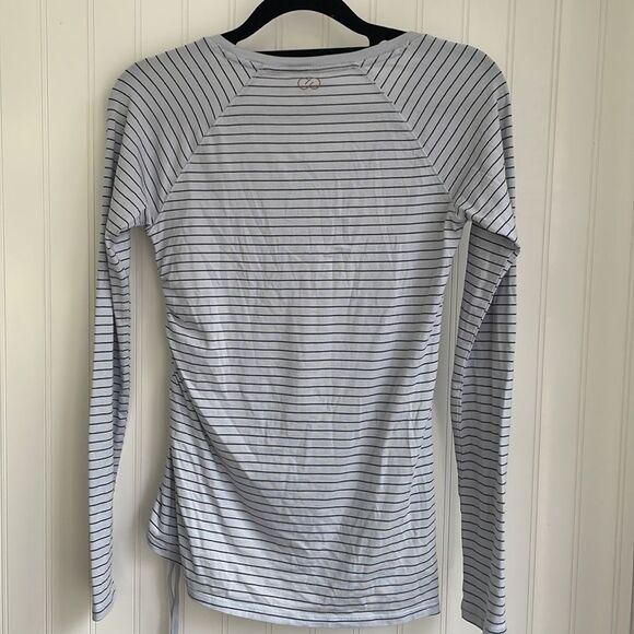 CALIA by Carrie Underwood long sleeve side ruching with ties striped top size XS - Picture 5 of 12